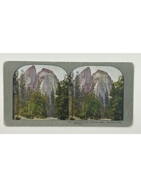 1898 T.W.Ingersoll Stereoview #1209 Cathedral Rock Yosemite Valley CA Antique L1